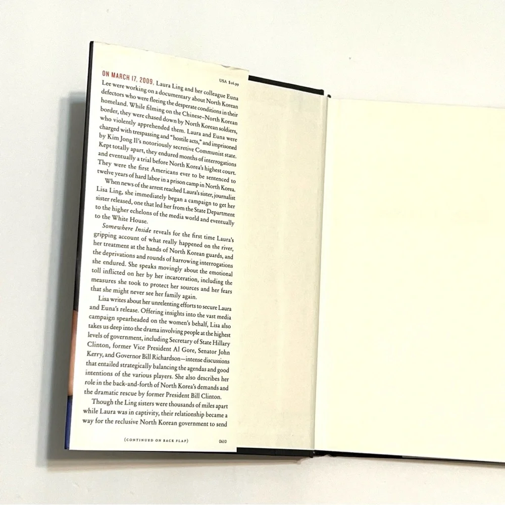Somewhere Inside Captivity in North Korea Hardcover Book by Laura and Lisa Ling